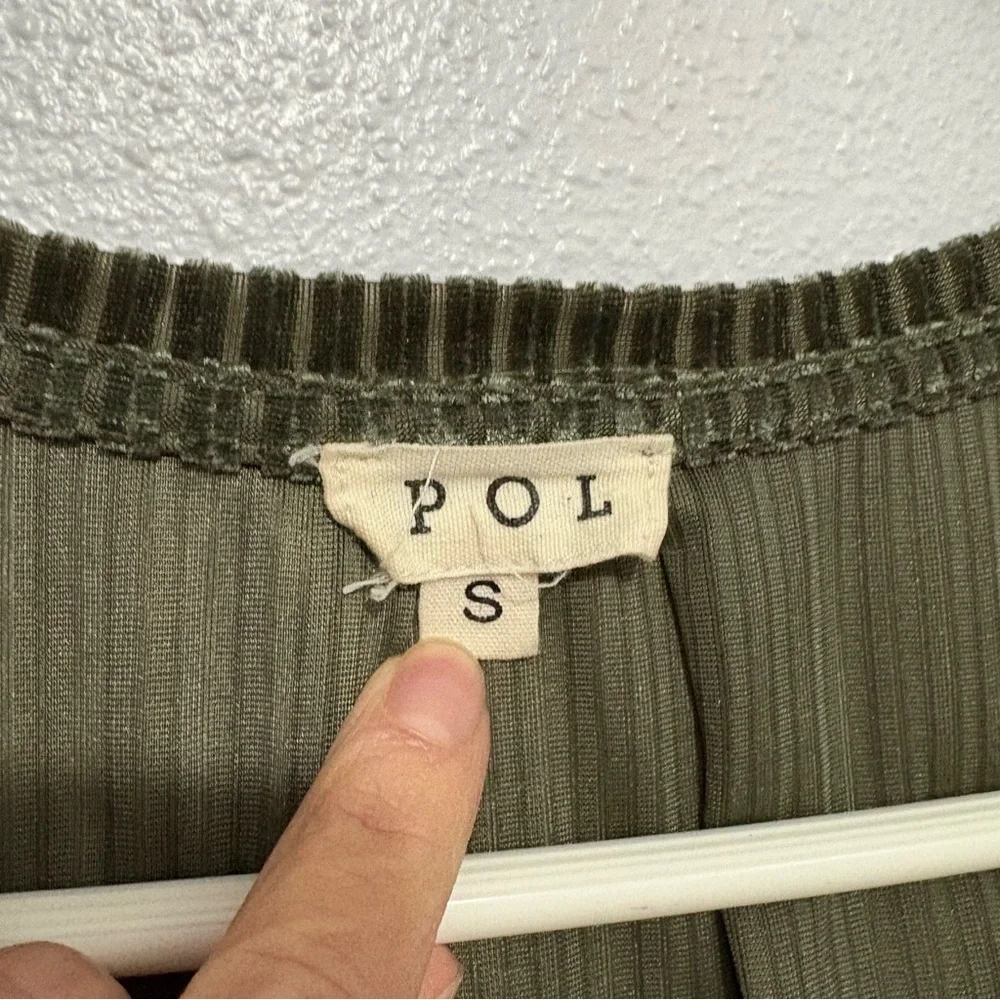 POL Green Velvet Ribbed Top - Picture 2 of 5